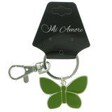 Butterfly Split-Ring-Keychain Silver-Tone & Green Colored #051