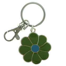 Flower Split-Ring-Keychain Green & Blue Colored #052