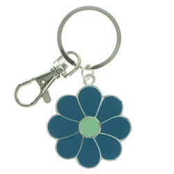 Flower Split-Ring-Keychain Blue & Green Colored #053