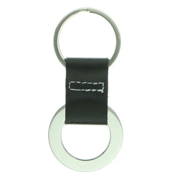 Silver-Tone & Black Colored Metal Split-Ring-Keychain #054