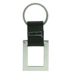 Silver-Tone & Black Colored Metal Split-Ring-Keychain #056