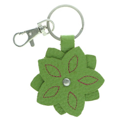 Flower Split-Ring-Keychain Green & Pink Colored #058