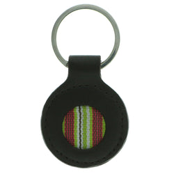 Brown & Multi Colored Fabric Split-Ring-Keychain #062