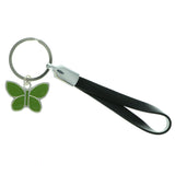 Butterfly Wrist Strap Split-Ring-Keychain Silver-Tone & Green Colored #065