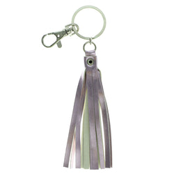 Pink Fabric Split-Ring-Keychain With Tassel Accents #067