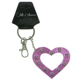 Heart Split-Ring-Keychain With Crystal Accents Pink & Silver-Tone Colored #069