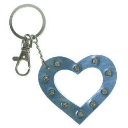 Heart Split-Ring-Keychain With Crystal Accents Blue & Silver-Tone Colored #071