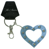 Heart Split-Ring-Keychain With Crystal Accents Blue & Silver-Tone Colored #071