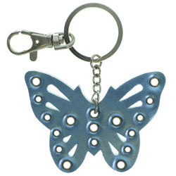 Butterfly Split-Ring-Keychain Blue & Silver-Tone Colored #073