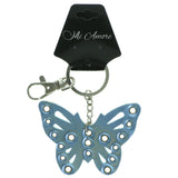 Butterfly Split-Ring-Keychain Blue & Silver-Tone Colored #073