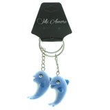 Fuzzy Dolphins Matchin Set Split-Ring-Keychain Blue & White Colored #085