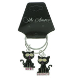 Best Friends Cats Set Of Two Split-Ring-Keychain Silver-Tone & Black Colored #086