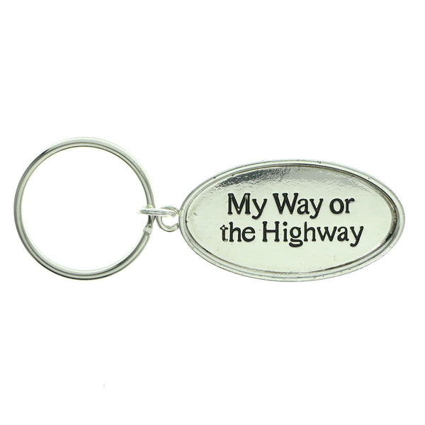 My Way Or The Highway Split-Ring-Keychain Silver-Tone Color  #088