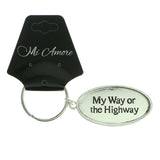 My Way Or The Highway Split-Ring-Keychain Silver-Tone Color  #088