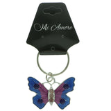 Butterfly Split-Ring-Keychain With Crystal Accents Silver-Tone & Multi Colored #090