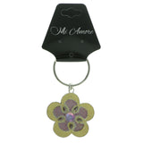 Flower Split-Ring-Keychain With Faceted Accents Silver-Tone & Multi Colored #091