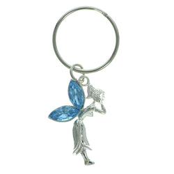 Fairy Split-Ring-Keychain With Crystal Accents Silver-Tone & Blue Colored #092