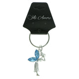 Fairy Split-Ring-Keychain With Crystal Accents Silver-Tone & Blue Colored #092