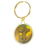 Holographic Religious Jesus On The Cross Split-Ring-Keychain Gold-Tone & Multi Colored #094