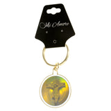 Holographic Religious Jesus On The Cross Split-Ring-Keychain Gold-Tone & Multi Colored #094