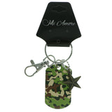 Camouflage Star Split-Ring-Keychain Green & Brown Colored #096