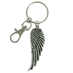 Angel Wing Split-Ring-Keychain With Crystal Accents  Silver-Tone Color #099