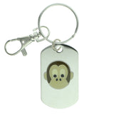 Monkey Split-Ring-Keychain Silver-Tone & Brown Colored #101