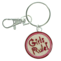 Girls Rule Split-Ring-Keychain Pink & Peach Colored #109