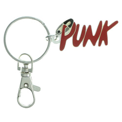 Punk Split-Ring-Keychain Silver-Tone & Red Colored #111
