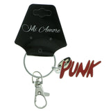 Punk Split-Ring-Keychain Silver-Tone & Red Colored #111