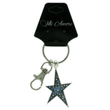 Star Split-Ring-Keychain With Crystal Accents Silver-Tone & Blue Colored #115
