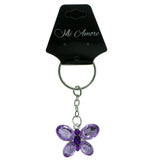 Butterfly Split-Ring-Keychain With Crystal Accents Silver-Tone & Purple Colored #117