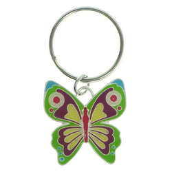 Butterfly Split-Ring-Keychain Silver-Tone & Multi Colored #120