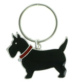 Dog Split-Ring-Keychain With Crystal Accents Black & Red Colored #121