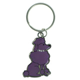 Poodle Split-Ring-Keychain With Crystal Accents Silver-Tone & Purple Colored #124