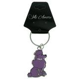 Poodle Split-Ring-Keychain With Crystal Accents Silver-Tone & Purple Colored #124