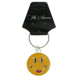 Smiley Face Glitter Split-Ring-Keychain Yellow & Red Colored #133