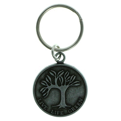 Live Life Green Split-Ring-Keychain Silver-Tone Color  #136