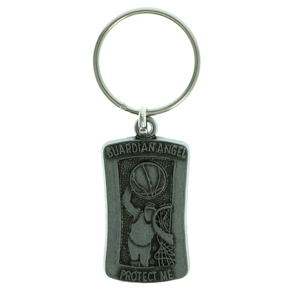 Inspirational Basketball Split-Ring-Keychain Silver-Tone Color  #140