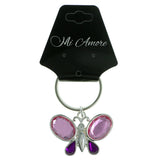 Butterfly Split-Ring-Keychain With Crystal Accents Silver-Tone & Multi Colored #157