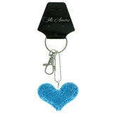 Heart Glittery Split-Ring-Keychain Clear & Blue Colored #158