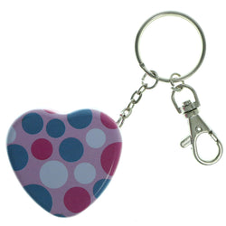 Heart Tin Container Split-Ring-Keychain Pink & Blue Colored #159