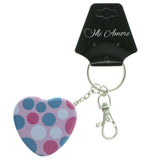 Heart Tin Container Split-Ring-Keychain Pink & Blue Colored #159