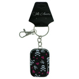 Tin Container Hearts Skull And Cross Bones Split-Ring-Keychain Black & Pink Colored #161