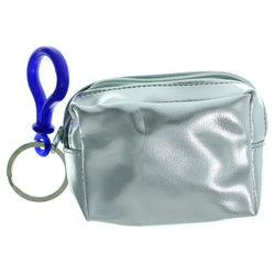 Change Purse Split-Ring-Keychain Silver-Tone & Blue Colored #167