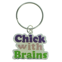 Chick With Brains Split-Ring-Keychain Silver-Tone & Multi Colored #169
