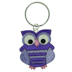 Owl Glittery Split-Ring-Keychain Purple & Pink Colored #171