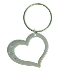 Heart Split-Ring-Keychain With Crystal Accents Silver-Tone & Clear Colored #173