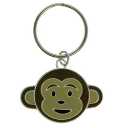 Monkey Split-Ring-Keychain Silver-Tone & Brown Colored #178