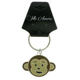 Monkey Split-Ring-Keychain Silver-Tone & Brown Colored #178